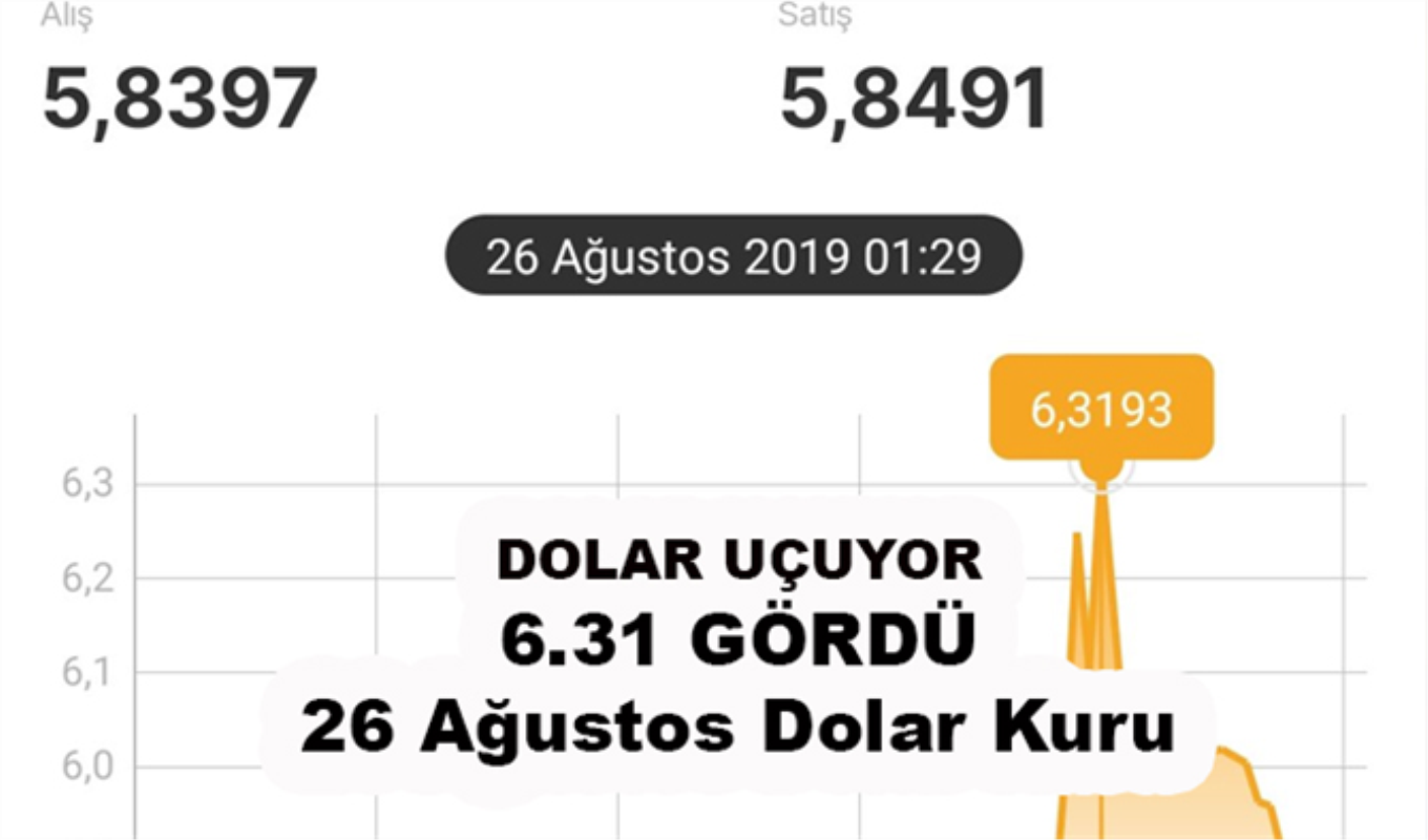 Dolar Kuru 6.31 gördü 26 Ağustos 2019 Dolar ne kadar oldu ...