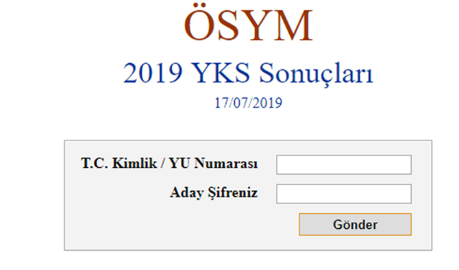 YKS Sonuçları açıklandı ÖSYM 2019 YKS Sınav sonuçları