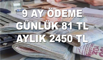 Günlük 81 TL Ödeniyor! 9 Ay Ödeme! Hiç Şart Yok!