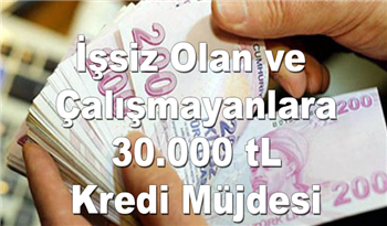 İşsiz Olan ve Çalışmayanlara 30.000 tL Kredi Müjdesi