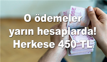 O ödemeler yarın hesaplarda! Herkese 450 TL Bayram ikramiyesi ödenecek